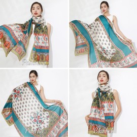 DANA XU Women's 100% Mulberry Silk Pashmina Shawl and Wraps Extra Large Floral Scarf for Evening Dresses, Soft Oversized