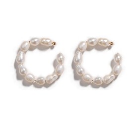 1 Pair Minimalist Faux Pearl Ear Cuff Hoop Earrings Gold Ear Cuff No Piercing Need Bohemia Stackable C Shaped Small Earcuffs Clip Earrings for Women Wedding Jewelry