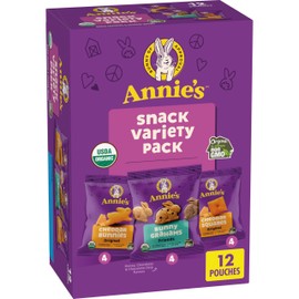 Annie's Organic Variety Pack, Cheddar Bunnies, Bunny Grahams and Cheddar Squares, 12 Pouches, 11 oz