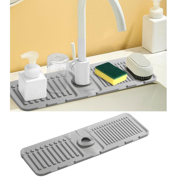 Octonyluck Faucet Mat for Kitchen Sink, 5°slope Kitchen Sink Splash