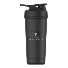 Peaksymmetry Black Stainless Steel Protein Shaker with Screw Cap