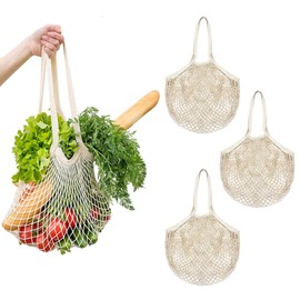 Eowppue Pack of 3 Shopping Net Bag, Mesh Bag, Shopping Net, Mesh Bag, Sand Toy Bag, Crochet Bag