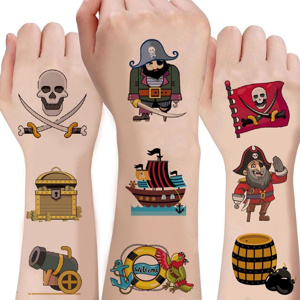 100pcs Pirate-themed Temporary Tattoo Stickers: Turn into a Bold Pirate