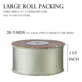 Yimi's Dream Satin Chiffon Ribbon, 20 Yd x 1 1/2" Sage Green Fabric Ribbons with Frayed Edge for Wedding, Photos, Party, Christmas, Gift Box Packaging, Bouquets, DIY Crafts, Gifts Wrapping