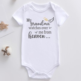 Guzcadun My grandma watches over me from heaven baby clothes pregnancy announcement white 3-6 months