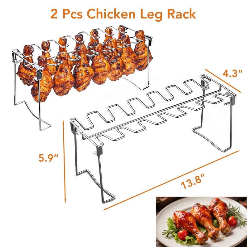 auisea Chicken Leg Rack for Grill 14 Slots - 2-Piece