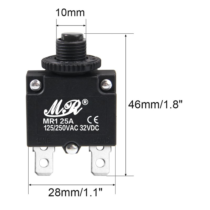 Bumbesti 5Pcs 32VDC,AC125-250V Thermal Overload Protector Push Button Reset Circuit