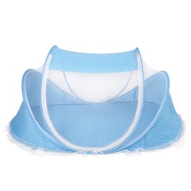 Portable Foldable Mosquito Net Anti Bug Crib Tent with Mattress Pillow for Baby Infant Blue