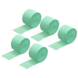 sourcing map Pack of 5 Crepe Paper Streamer Decoration 82 ft Long 1.77 Inch Width Mint Green