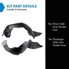 TRQ TRQ Inner Fender Liner Set Compatible with 2009-2013 Mazda 6 MA1248152 MA1249152