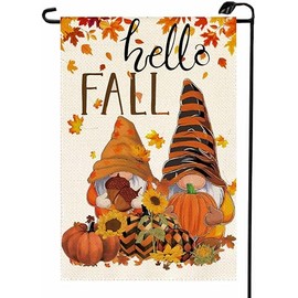 Welcome Fall Gnomes Garden Flag 12x18 Inch Double Sided Autumn Thanksgiving Pumpkins Harvest Maple Leaves Sunflower Farmhouse Small Flags Outside Decorations For Yard QJ42