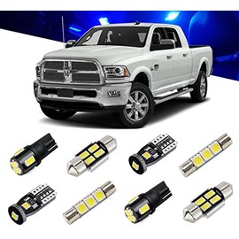 BRISHINE Blue Interior LED Lights Kit for Dodge Ram 2009 2010 2011 2012 2013 2014 2015 2016 2017 2018 Super Bright LED Interior Light Bulbs Package + License Plate Lights and Install Tool