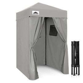 EAGLE PEAK Flex Ultra Compact 4x4 Pop-up Canopy, Sun Shelter, Changing Room, Portable Privacy Canopy Cabana for Pool, Fashion Photoshoots, or Camping, Gray