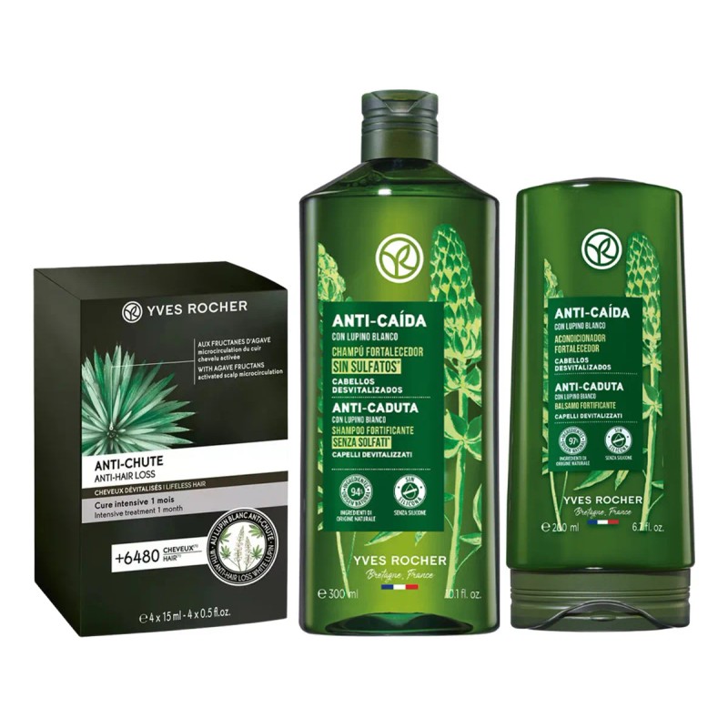 Yves Rocher Kit Anticaida Ampolletas Shampoo Acondicionador
