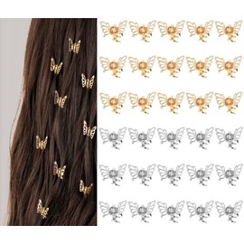 30 Pcs Small Butterfly Hair Clips Women Braid Decorative With Hollow Stylish Butterfly Design Mini Fashion Small Claw Clips Hair Accessories for Women and Girls (Mixed colors)