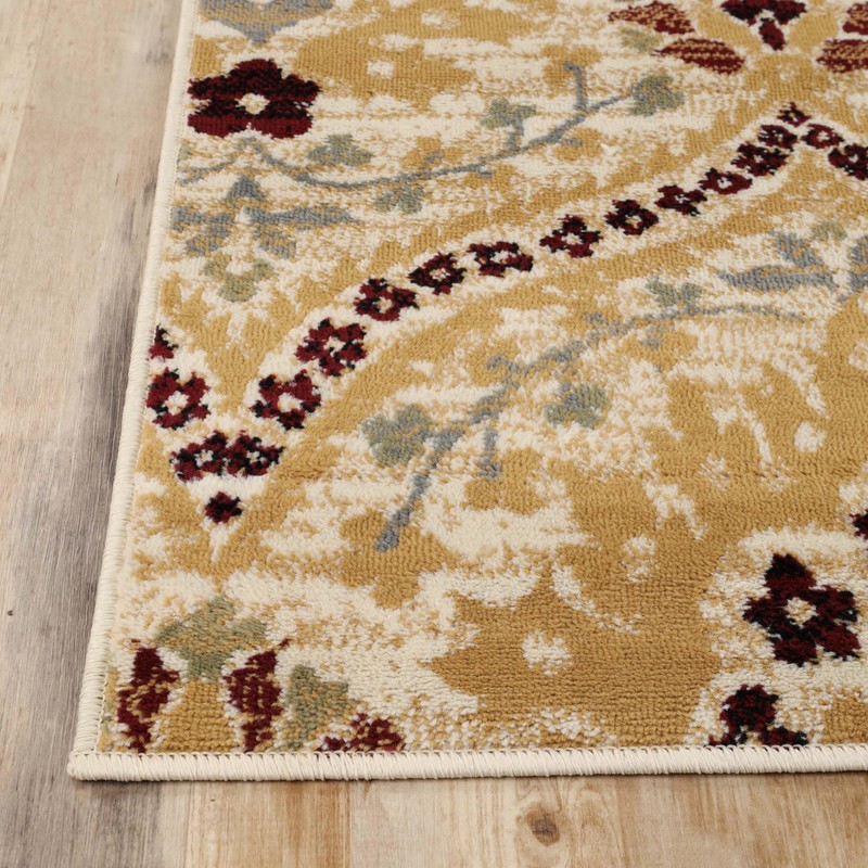 Superior Indoor Area Rug, Jute Backed, Modern Oriental Floral Damask