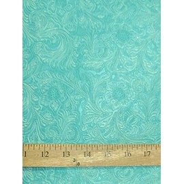 DuroLast™ Vintage Western Floral Pu Leather Fabric by The Yard DIY Upholstery Accessories Fashion (Mint)