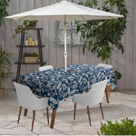 Vargottam Indoor/Outdoor Tablecloth 58x82 Inch RectangleTablecloth with Umbrella Hole and Zip- Waterproof Patio Table Cloths- Table Covers for Backyard Rectangular Table- Royal Blue