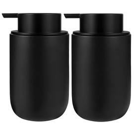Foaming Soap Dispenser Thick Ceramic Foam Hand Soap Dispenser for Bathroom or Kitchen Sink, Liquid Pump Bottles for Hand soap, Body Wash, 2 Pack Black