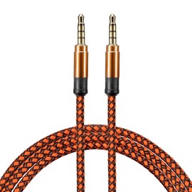 MECCANIXITY Aux Cable 3.5mm Male to Male Nylon Braided 5Ft 4 Pole Hi-Fi Stereo Sound Auxiliary Cord Orange for Earphones, Smart Phones, Home/Car Stereos, Speakers, Computers