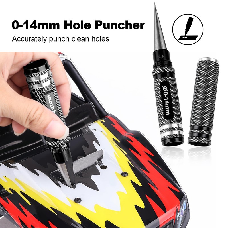 Hobbypark 0-14mm Hole Puncher Reamer w/Sleeve and Curved Scissors Set