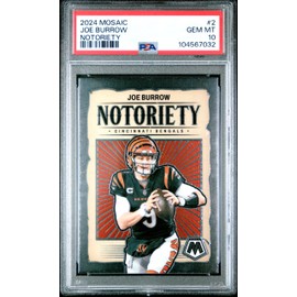 Graded 2024 Panini Mosaic Joe Burrow #2 Notorierty Football Card PSA 10 Gem Mint