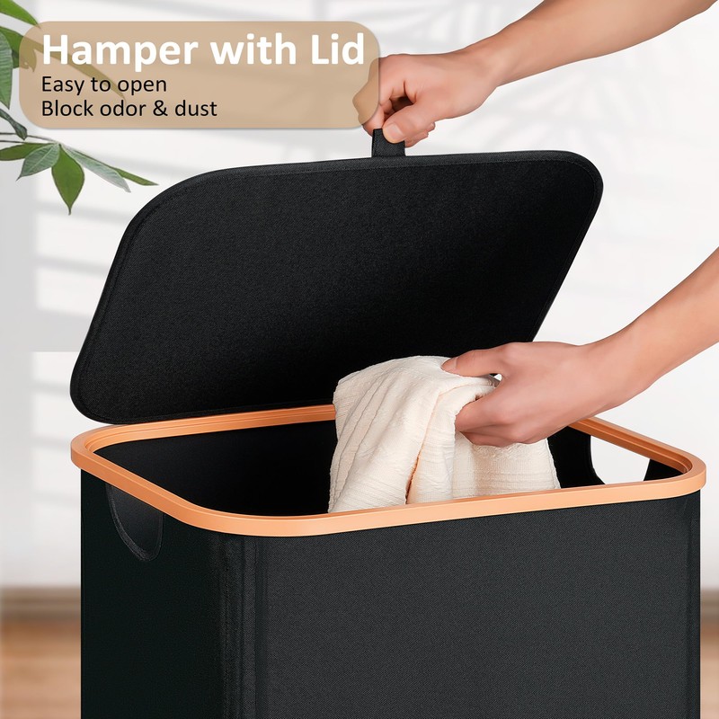 Vincona Slim Laundry Basket with Lid, Narrow Dirty Clothes Hampers