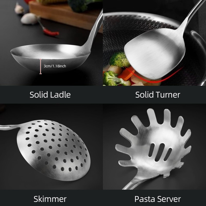 MAXCOOK Cooking Utensils set, 18/8 Stainless Steel Kitchen Utensils set,