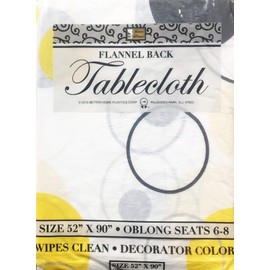 Better Home Circles Vinyl Tablecloth Decorator Design Flannel Backed (52"x90" Oblong)