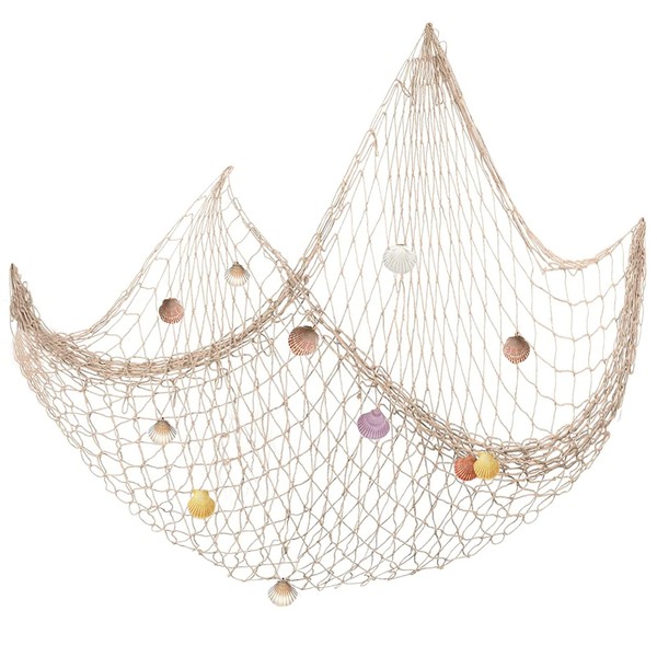 TakFree Decorative Fishing Net with Sea Shells, 1M*2M Nautical Fish