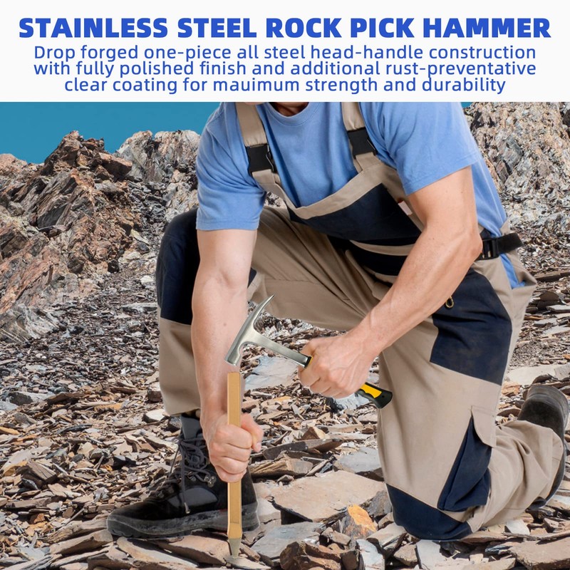 17PCS Geology Rock Pick Hammer Kit, 32oz Hammer & 3