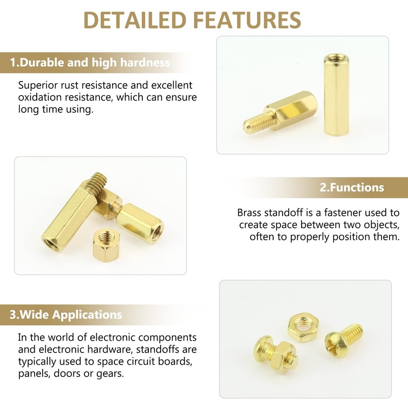 180 Pieces M4 Male Female Hex Brass Standoffs Spacers Screws