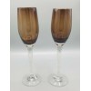 Pier 1 Crackle Glass Brown SET of 2 Champagne Flutes