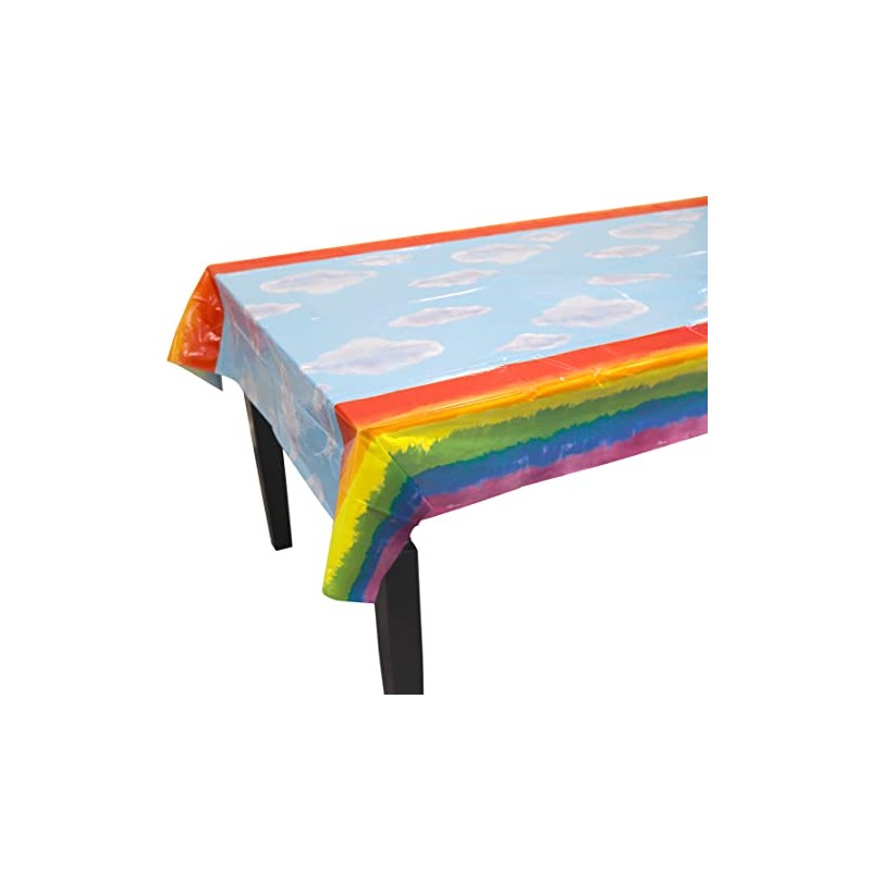 Iconikal Plastic Tablecloth Table Cover, Rainbow, 54 x 108-inches, 3