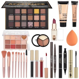 GlinGraGe All in One Makeup Kit for Teen Girls - Gift Set with Eyeshadow, red