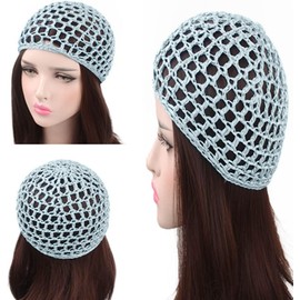 Mesh Crochet 3 PCS Crochet Hair Net, Crocheted Thick Short Hair Net Cap, Mesh Hair Nets for Women for Night Sleeping Hair Accessories (AU, Alpha, One Size, Blue,Black,Pink)