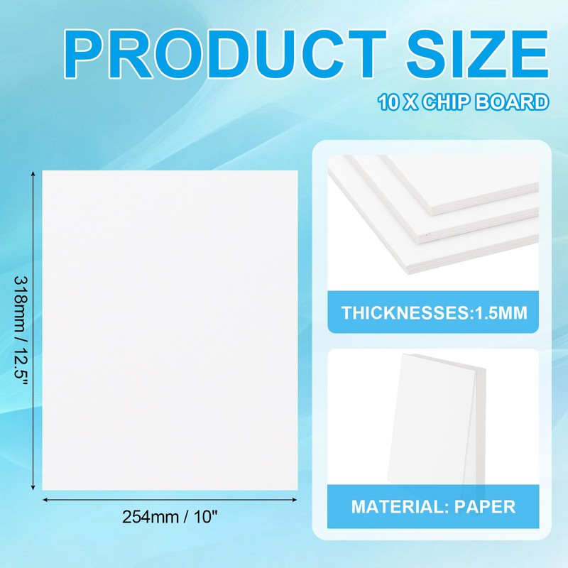 PATIKIL 12.5 x 10 x 0.06 Chipboard Sheets, Pack of