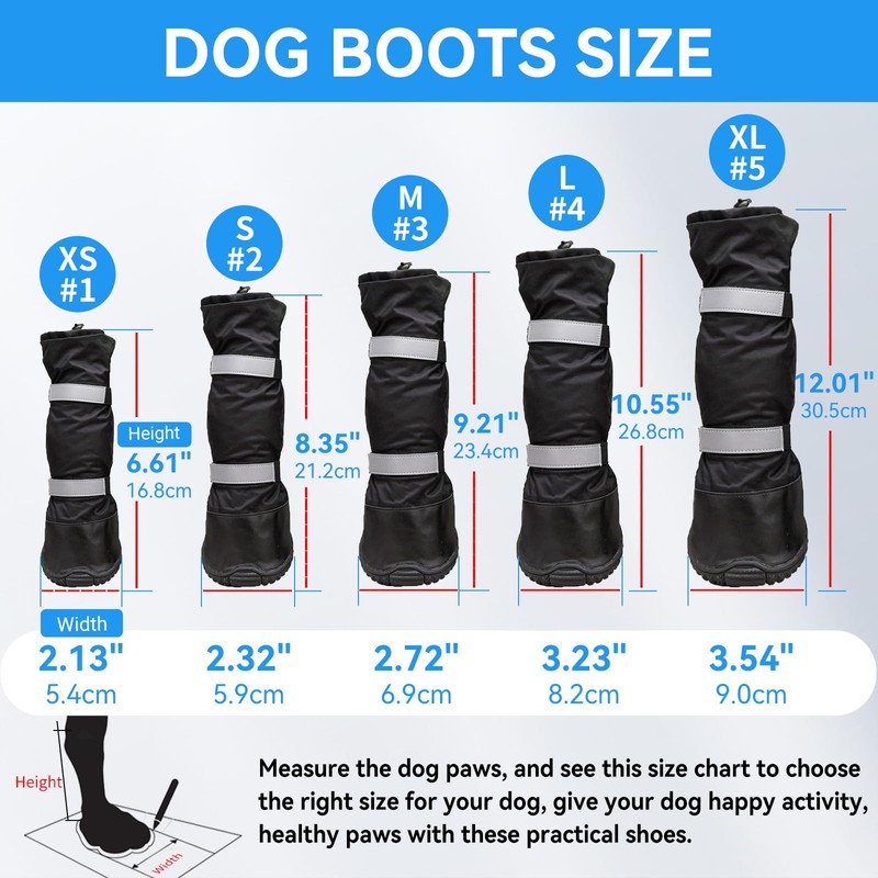 Billionchains 4 PCS Dog Boots Waterproof Dog Shoes with Reflective,