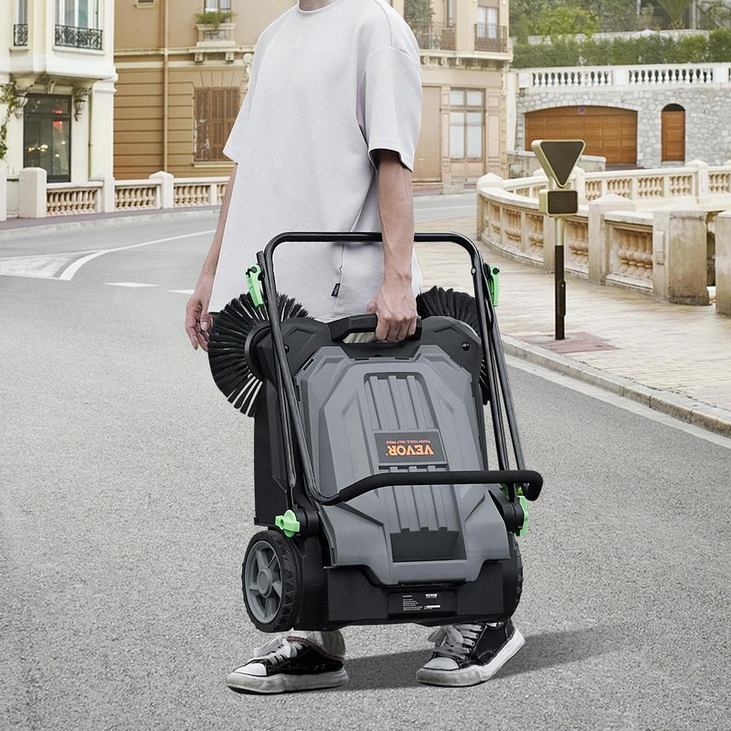 VEVOR Walk-Behind Hand Push Floor Sweeper with 25.6" Sweeping Width