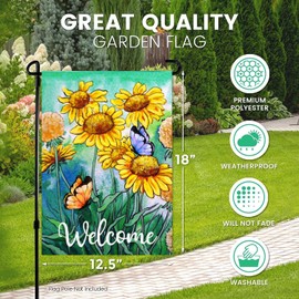 Spring Easter Garden Flag - 12.5 x 18 Inch front yard Decorations, Spring Flowers Summer Peace Welcome Garden Flag for House Patio, Lawn, Porch - Double-Sided Printed Art Easter Flag - Suits Standard Flag Poles