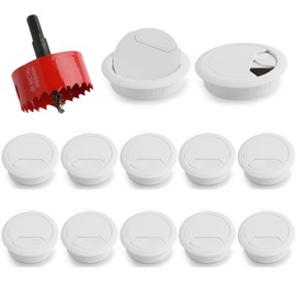 Desk Cable Grommet with Hole Saw 60 mm Cable Pass Cable Outlet Box Cable Guide Table Round for Table Office Workplace Pack of 12 (White)