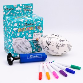 Baden Color Your Own Mini Football Kit | Great Gift for Kids to Custom Design Your Ball for Play | Includes 1 Mini Football, 6 Markers, & 1 Pump
