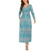 Women's Long Sleeve Floral Pattern Boho Style V-Neck Maxi Dresses