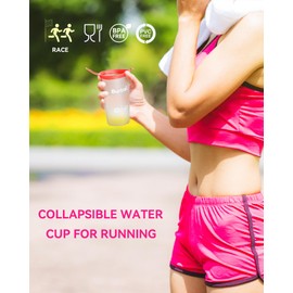 Burtrail Collapsible Running Water Cup,Ultralight Reusable Cup Running for Ultra Running,Trail Running,Backpacking,Camping-BPA Free,200 ml/6.8 oz-2Pack, Gray & White