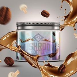 Mushroom Coffee | Instant Arabica TrueStart Coffee with Lion's Mane, Chaga, Reishi, Cordyceps & Ashwagandha for Focus, Energy & Immunity | 240g Tub with Scoop | Made in the UK by WOD Powders