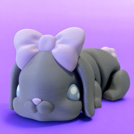 MEGA Articulating Floppy Ear Bunny 3D Printed Colorful:_Grey and Lavender