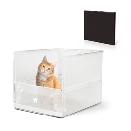 Petux Portable Cat Litter Box with Shield - Foldable Travel Cat Litter Box for Multiple Cats, Rabbits ＆ Guinea Pigs - Waterproof, Leakproof ＆ Easy to Clean - Ideal for Gifts, Travel - M