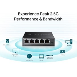 TP-Link TL-SG105S-M2 | 5-Port Multi-Gigabit 2.5G Ethernet Switch | Unmanaged Network Switch | Ethernet Splitter | Plug & Play | Desktop/Wall Mount | Silent Operation