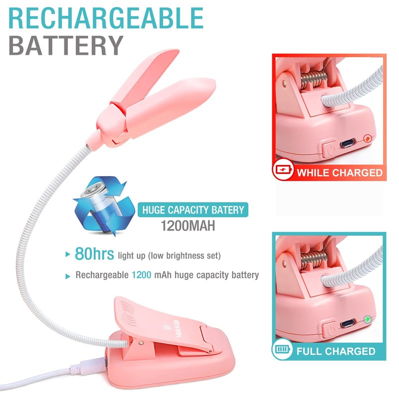 Vekkia 14 LED Rechargeable Book Light for Reading at Night,