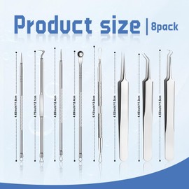 Medical Grade Blackhead Extraction Tool Kit, Stainless Steel Blackhead Remover Tool Kit, Acne Needle Set, Pimple Extractor (Content 8-Piece Set)